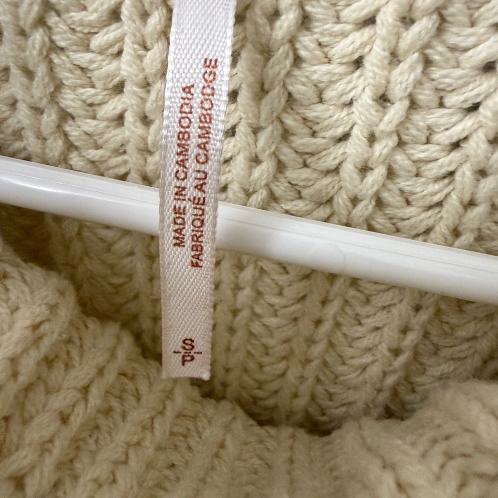 Free People “Swim Too Deep” Cream Turtle Neck Sweater - Picture 7 of 11